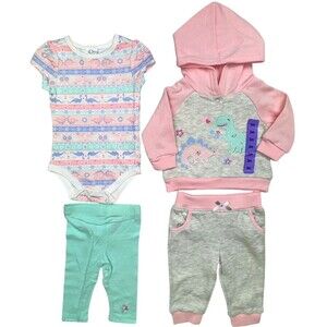Kids Headquarters Infant 3 Months Girls 4-Piece Hoodie T-Shirt Jogger Legging
